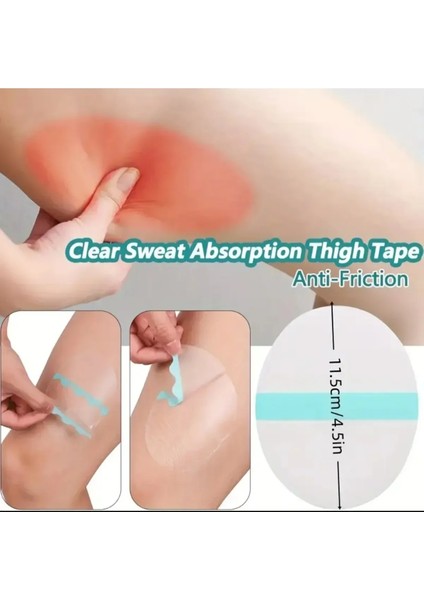 Bacak Arası Pişik-Sürtünme Önleyici Şeffaf Bant Sporcu Koşu Bandı Uyluk Bantı 10 Adet
