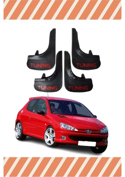 Peugeot 206 Hb Tunıng Yazılı 4'lü Tozluk Çamurluk Paçalık