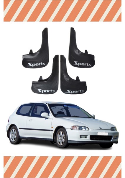 Honda Civic 1992-1995 Sports Yazılı 4'lü Tozluk Çamurluk Paçalık