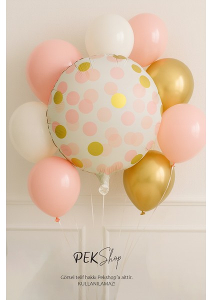 Konfeti Baskılı Yuvarlak Folyo Balon Pembe 18INÇ fiyatları
