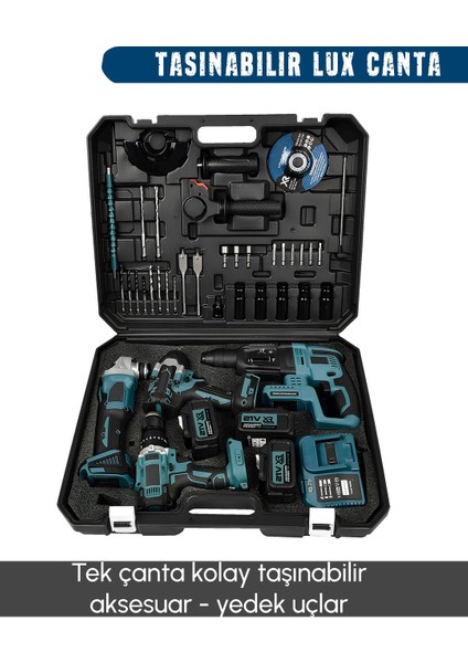 PH277 Profesyonel 21V 2AH Akülü 4lü Set 800NM Somun Sökme, Vidalama Matkap, Kırıcı Delici Hilti ve Avuç Taşlama indirimleri