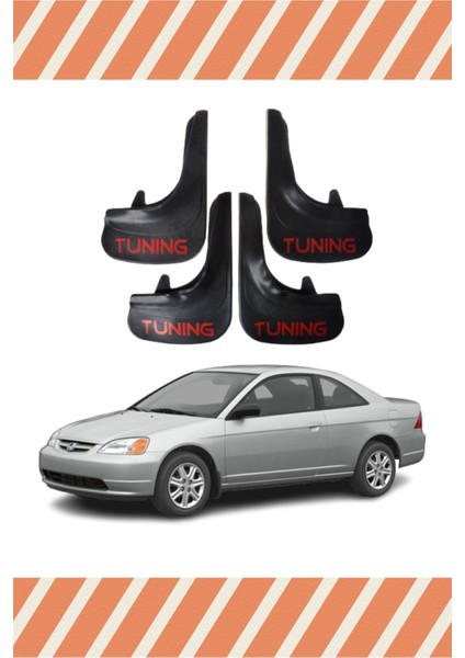 Honda Civic 2001-2007 Tunıng Yazılı 4'lü Tozluk Çamurluk Paçalık