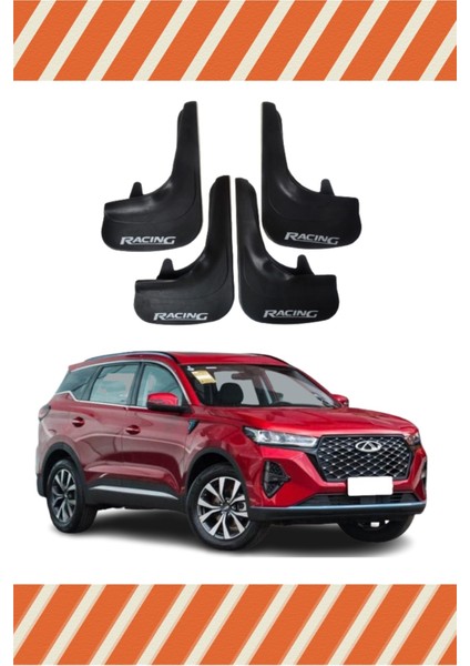 Chery Tiggo Racing Yazılı 4'lü Tozluk Çamurluk Paçalık