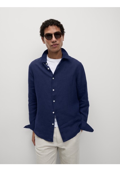 Regular Fit Saf Keten Gömlek fırsatları