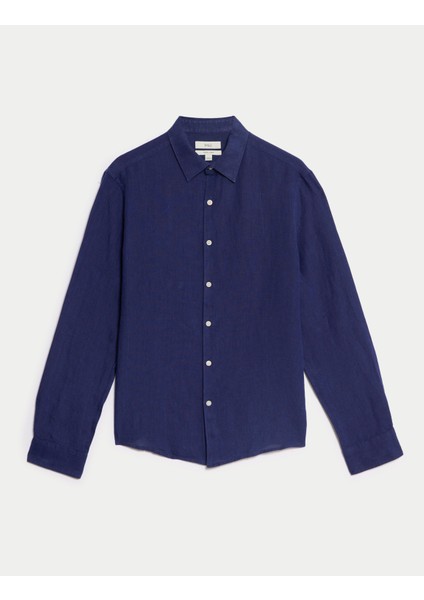 Regular Fit Saf Keten Gömlek indirimleri