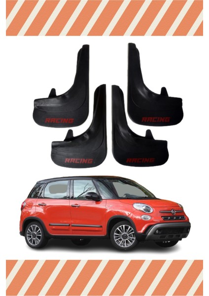 Fiat 500L Racing Yazılı 4'lü Tozluk Çamurluk Paçalık