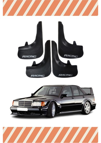 Mercedes 190 E Racing Yazılı 4'lü Tozluk Çamurluk Paçalık