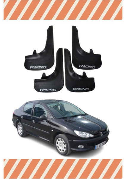 Peugeot 206 Sd Tüm Kasalar Racing Yazılı 4'lü Tozluk Çamurluk Paçalık