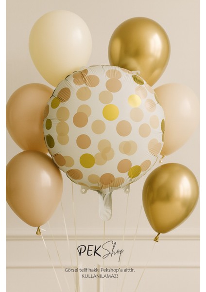 Konfeti Baskılı Yuvarlak Folyo Balon Kahve 18INÇ fiyatları