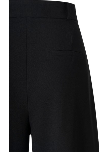 Kadın Siyah Düğme Detay Yüksek Bel Palazzo Pantolon