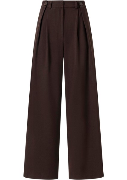 Kadın Acı Kahve Düğme Detay Yüksek Bel Palazzo Pantolon