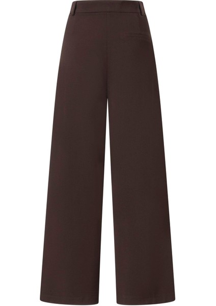 Kadın Acı Kahve Düğme Detay Yüksek Bel Palazzo Pantolon