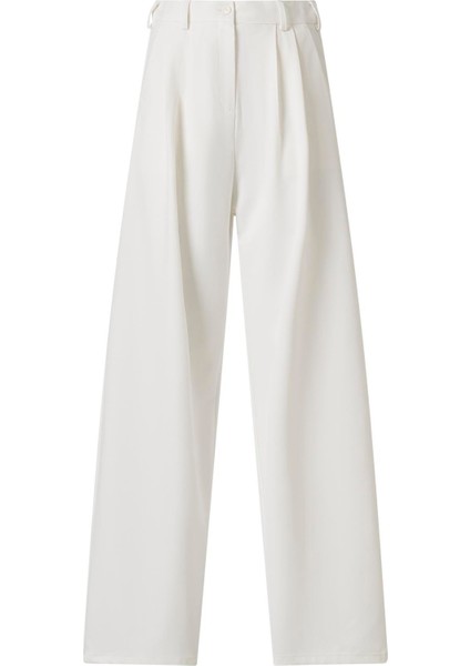 Kadın Fc Ekru Lastikli Yüksek Bel Palazzo Pantolon