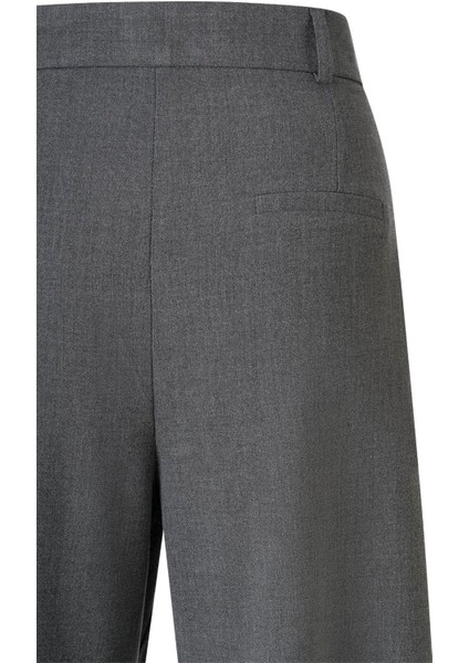 Kadın Gri Düğme Detay Yüksek Bel Palazzo Pantolon