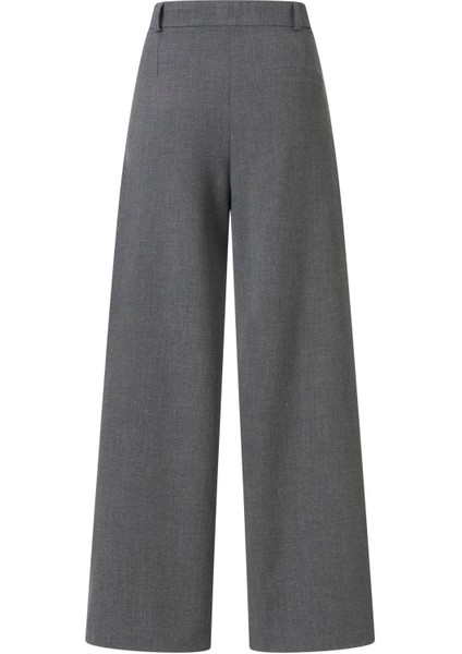 Kadın Gri Düğme Detay Yüksek Bel Palazzo Pantolon