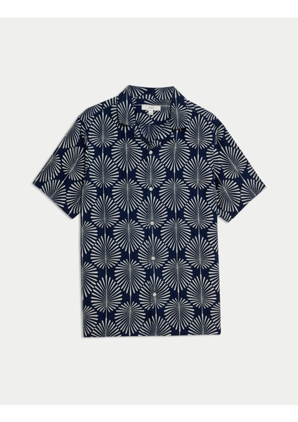 Geometrik Desenli Küba Yaka Gömlek fiyatları