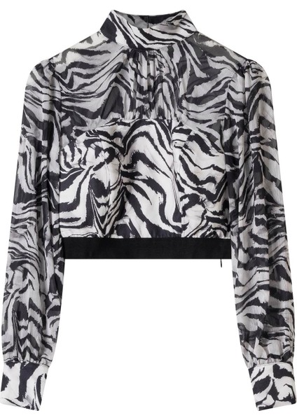 Kadın Zebra Desen Şifon Crop Bluz fiyatları