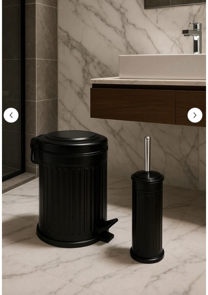 Defne 2'li Paslanmaz Banyo Seti - Siyah