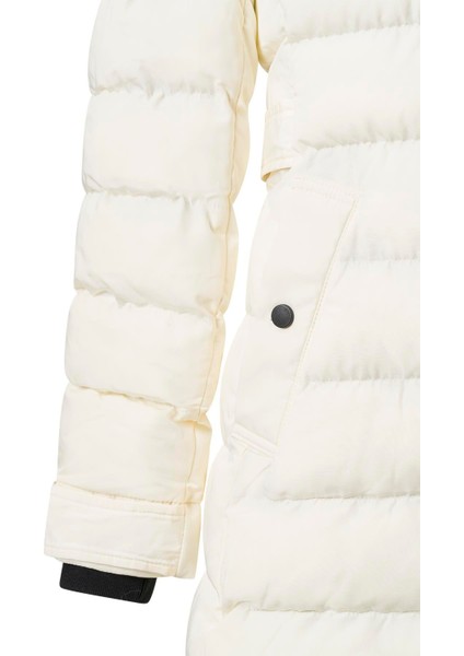 Kadın Ekru Kapüşonlu Kar Montu modelleri