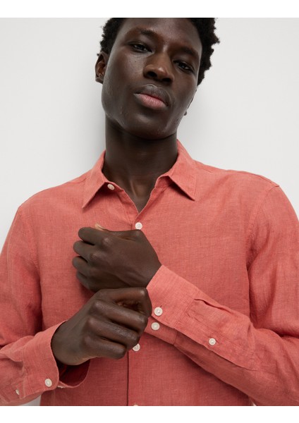 Regular Fit Saf Keten Gömlek fiyatları