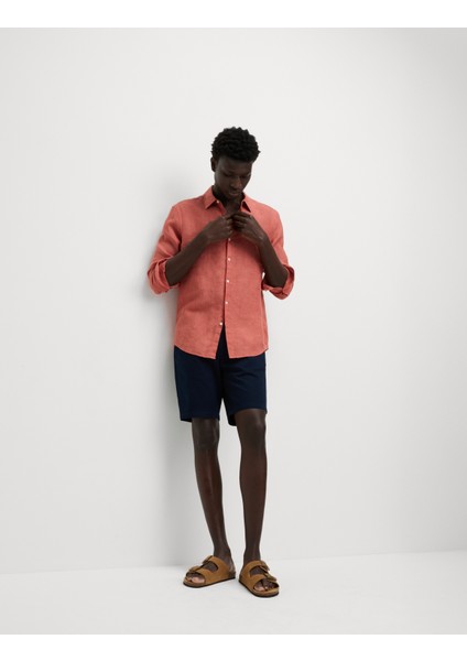 Regular Fit Saf Keten Gömlek fırsatları