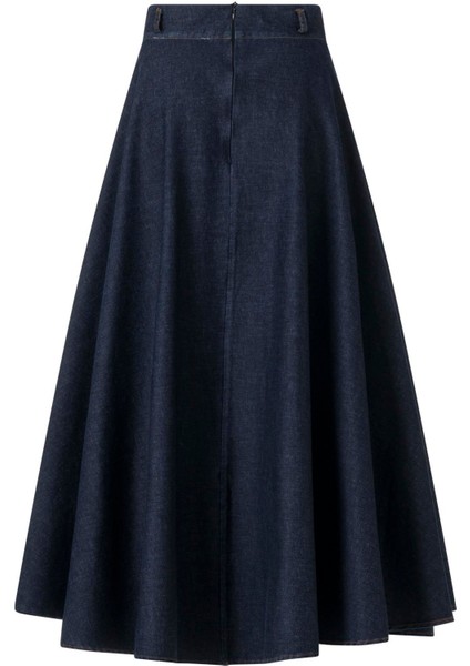 Kadın Indigo Midi Boy Denim Etek fırsatları