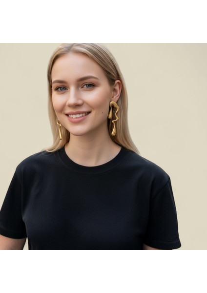 Işıltınızı Konuşturan Özel Tasarım Asimetrik Gold Sallantılı Küpe fiyatları