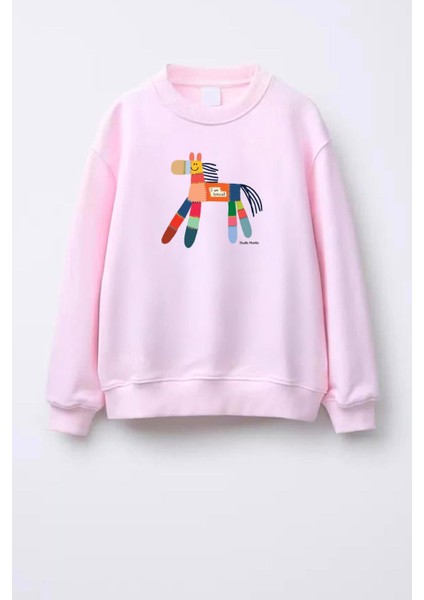 Unisex Çocuk Baskılı 3 Iplik Kumaş Pamuklu Sweatshirt
