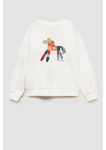 Unisex Çocuk Baskılı 3 Iplik Kumaş Pamuklu Sweatshirt