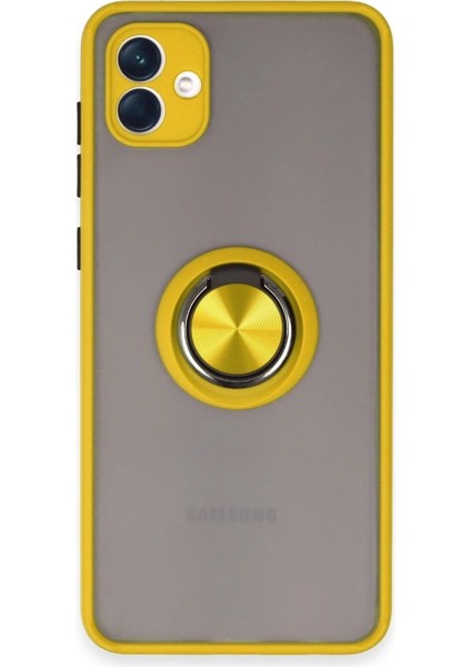 Samsung Galaxy A04 Kılıf Montreal Yüzüklü Silikon Kapak - Sarı
