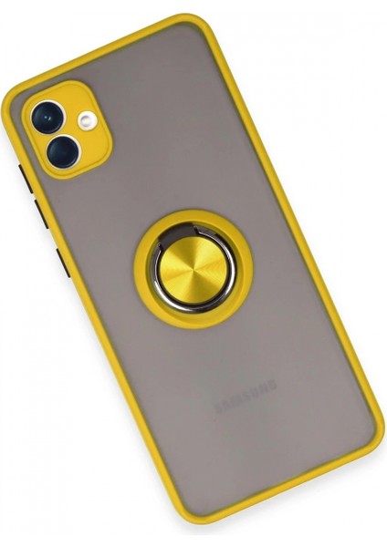 Samsung Galaxy A04 Kılıf Montreal Yüzüklü Silikon Kapak - Sarı modelleri