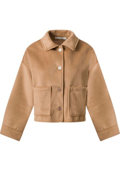 Kadın Camel Cep Detaylı Kısa Kaşe Ceket modelleri