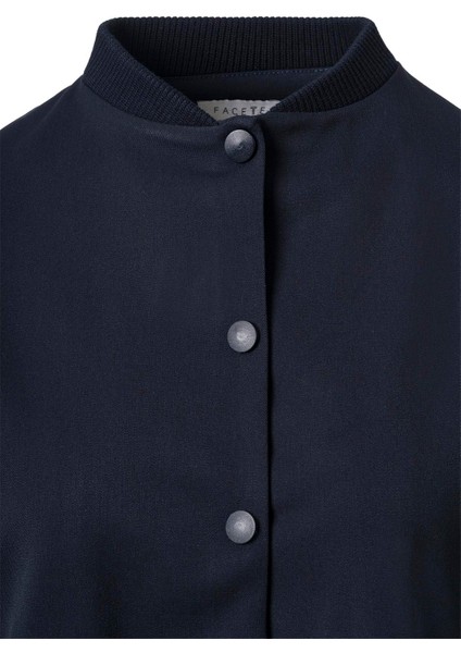 Lacivert Pile Detay Çıtçıtlı Ceket