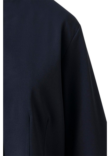 Lacivert Pile Detay Çıtçıtlı Ceket