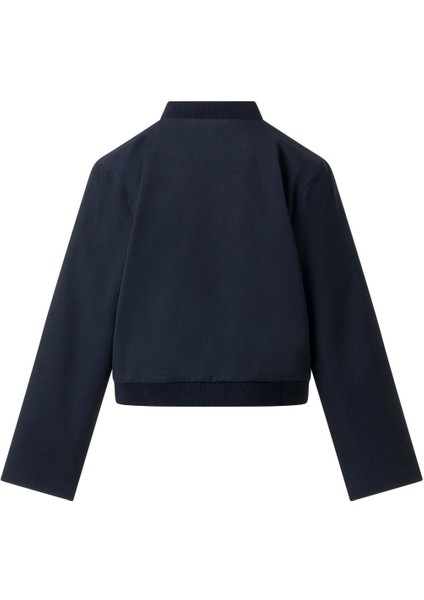 Lacivert Pile Detay Çıtçıtlı Ceket