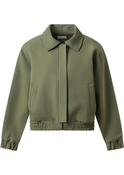 Kadın Haki Vatkalı Kısa Bomber Ceket