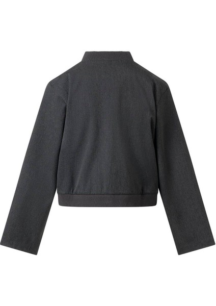 Kadın Antrasit Pile Detay Çıtçıtlı Ceket indirimleri