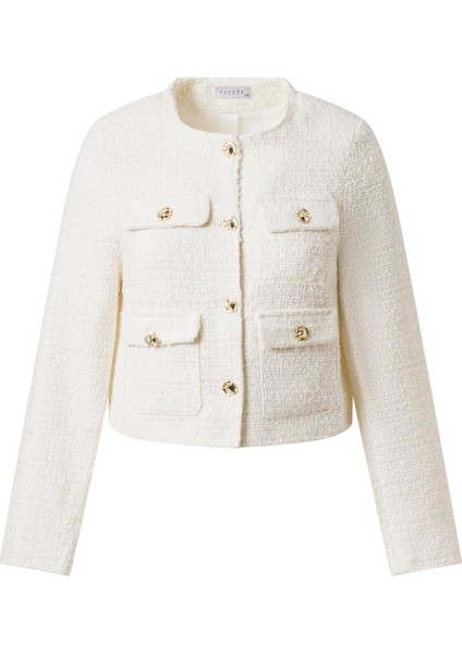 Kadın Ekru Düğme Detay Tüvid Ceket indirimleri