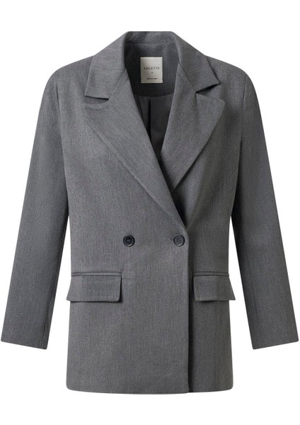 Kadın 202349586 Gri Düğmeli Blazer Ceket