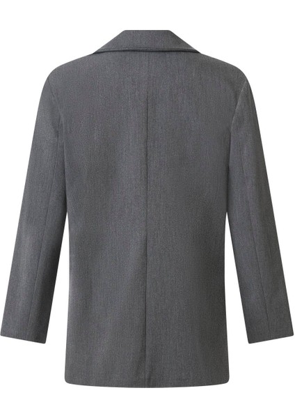 Kadın 202349586 Gri Düğmeli Blazer Ceket