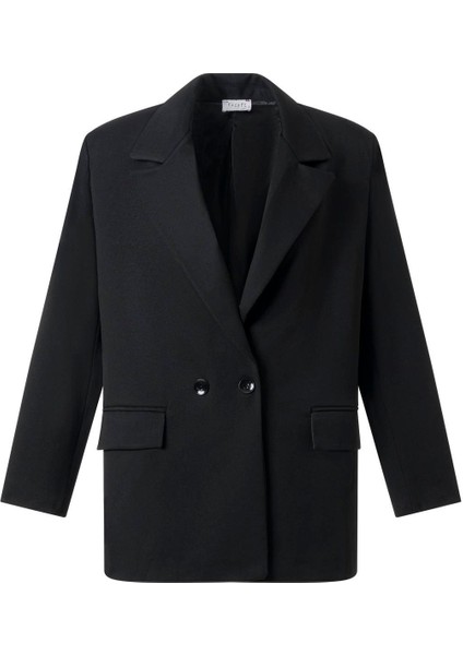 Kadın Siyah Düğmeli Blazer Ceket modelleri