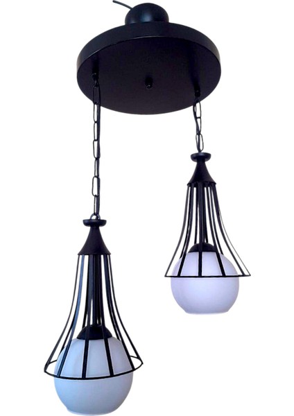 Huni 2’li Sarkıt Avize – Siyah Metal, Beyaz Cam Top, Modern Tekli Avize | E27 Uyumlu, Yerli Üretim fiyatları