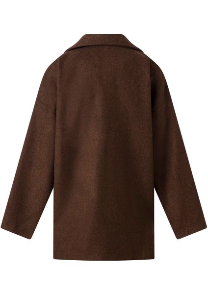 Kadın Acı Kahve Mevsimlik Kısa Kaşe Kaban