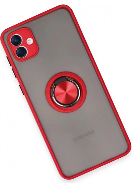Samsung Galaxy A04 Kılıf Montreal Yüzüklü Silikon Kapak - Kırmızı modelleri