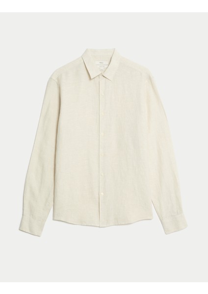 Regular Fit Saf Keten Gömlek fiyatları