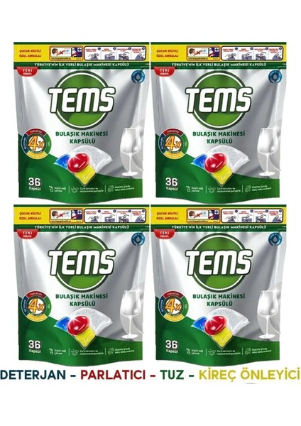 Bulaşık Makinesi Kapsül Deterjanı 36'lı x 4 Paket (144 Yıkama)