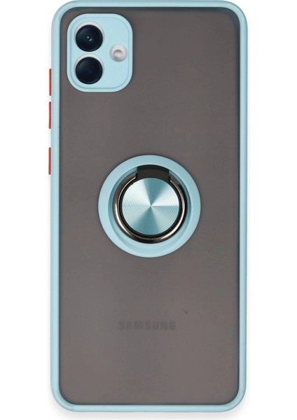 Samsung Galaxy A04 Kılıf Montreal Yüzüklü Silikon Kapak - Buz Mavi