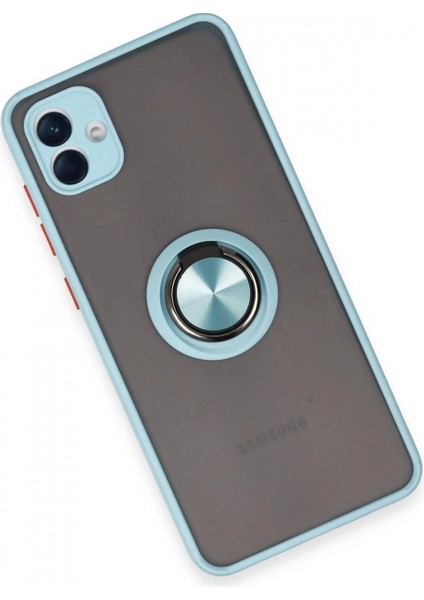 Samsung Galaxy A04 Kılıf Montreal Yüzüklü Silikon Kapak - Buz Mavi modelleri