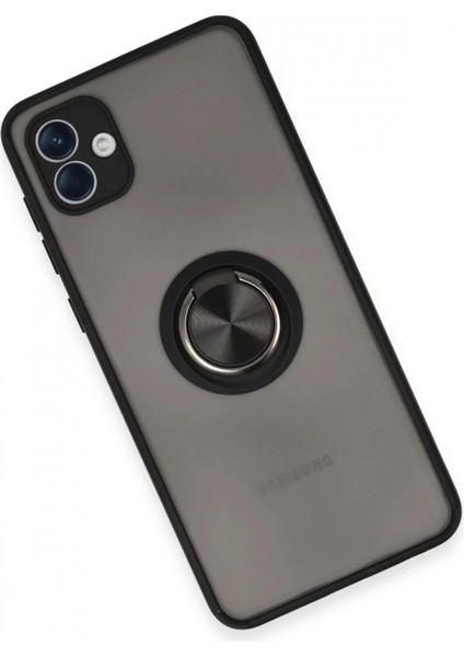 Samsung Galaxy A04 Kılıf Montreal Yüzüklü Silikon Kapak - Siyah modelleri