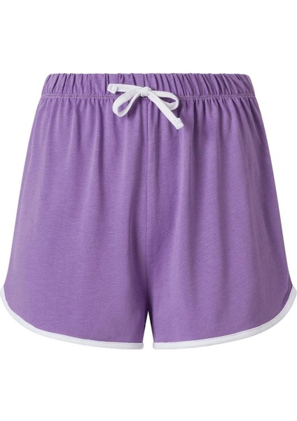 Kadın Lila Astronot Desen Tişört Şort Takım